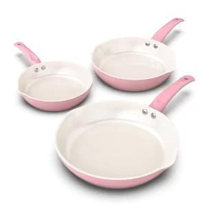 3-Piece Nonstick Frying Pan Set Pink